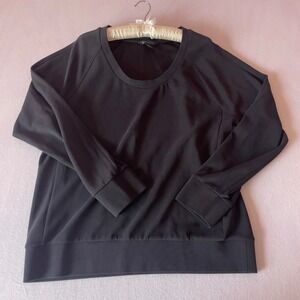 Athleta SeaSoft Scoop Neck Sweatshirt Black Modal Blend Relaxed Fit Large